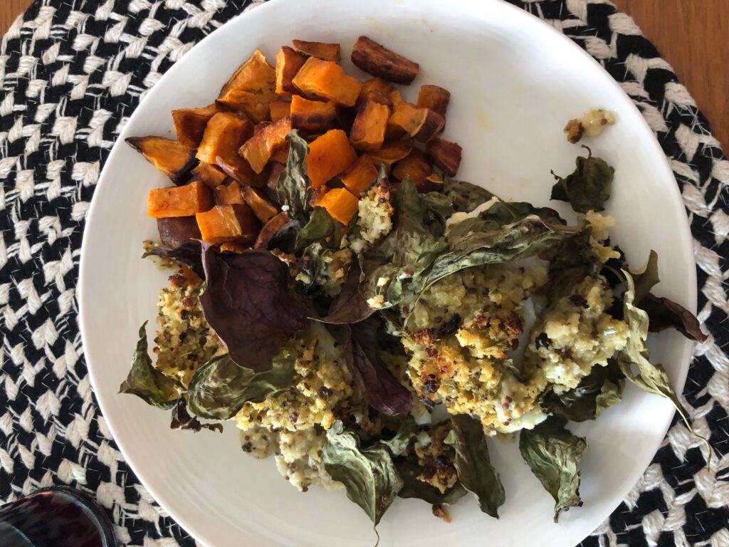 Baked Haddock with Garlic Scape Relish Wrapped in Basil Leaves Shop DFC BBQ